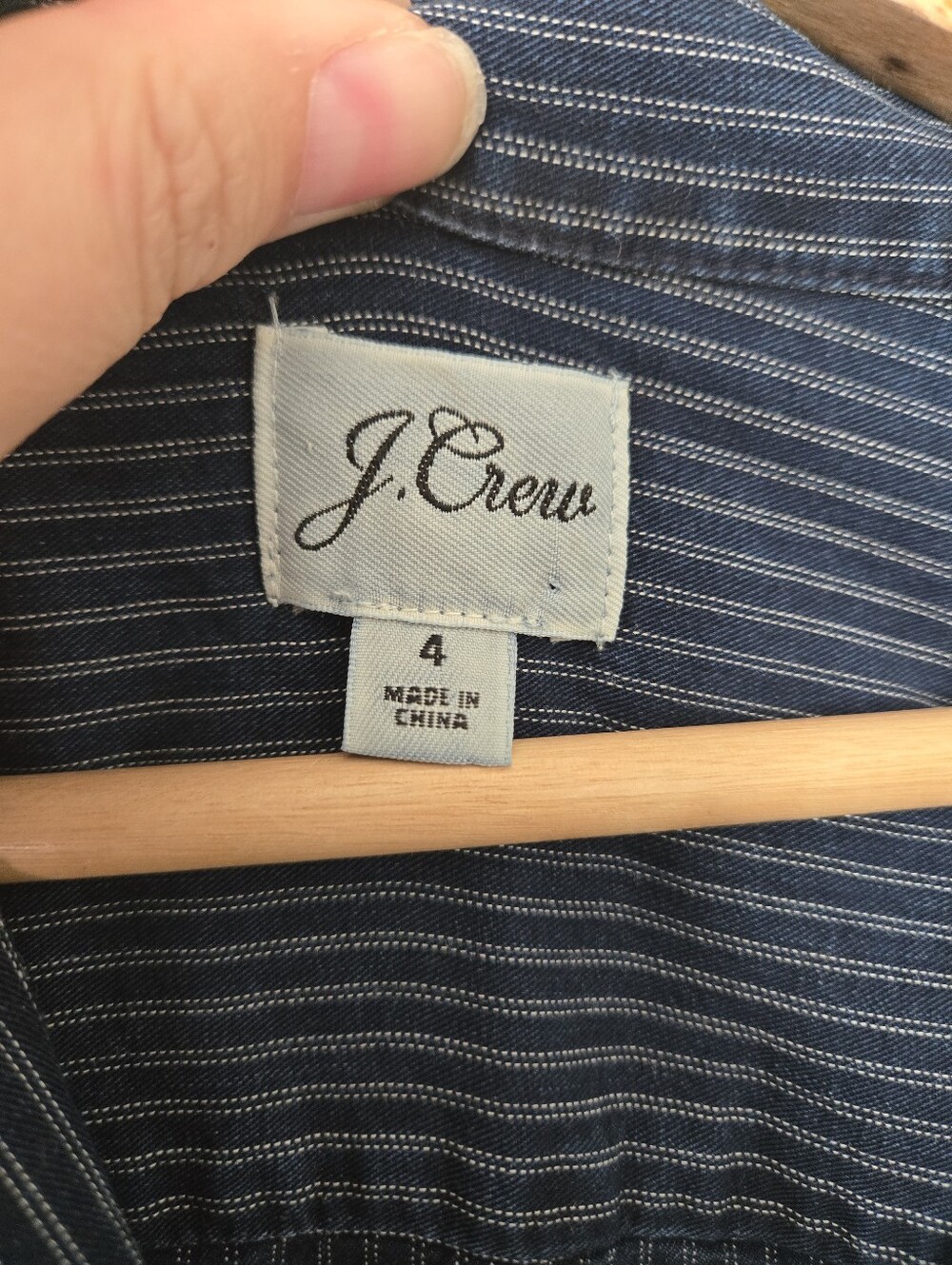 J. Crew Blue Pinstripe Wide Leg Short Sleeve Jumpsuit Size 4 - Picture 3 of 5
